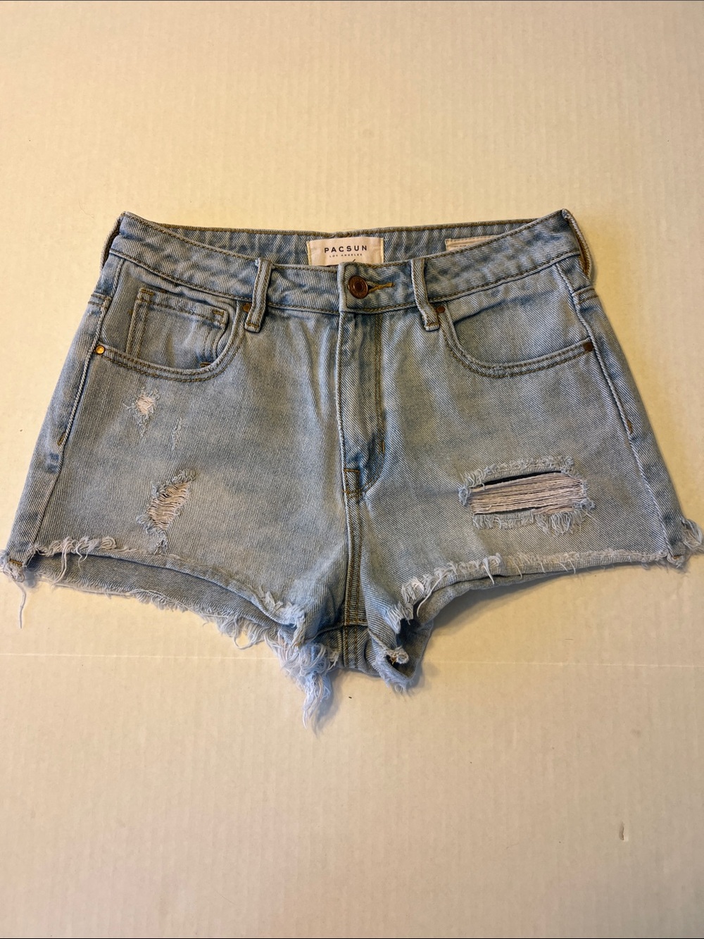 PacSun Women's Light Blue Distressed High Rise Denim Shorts Size 26